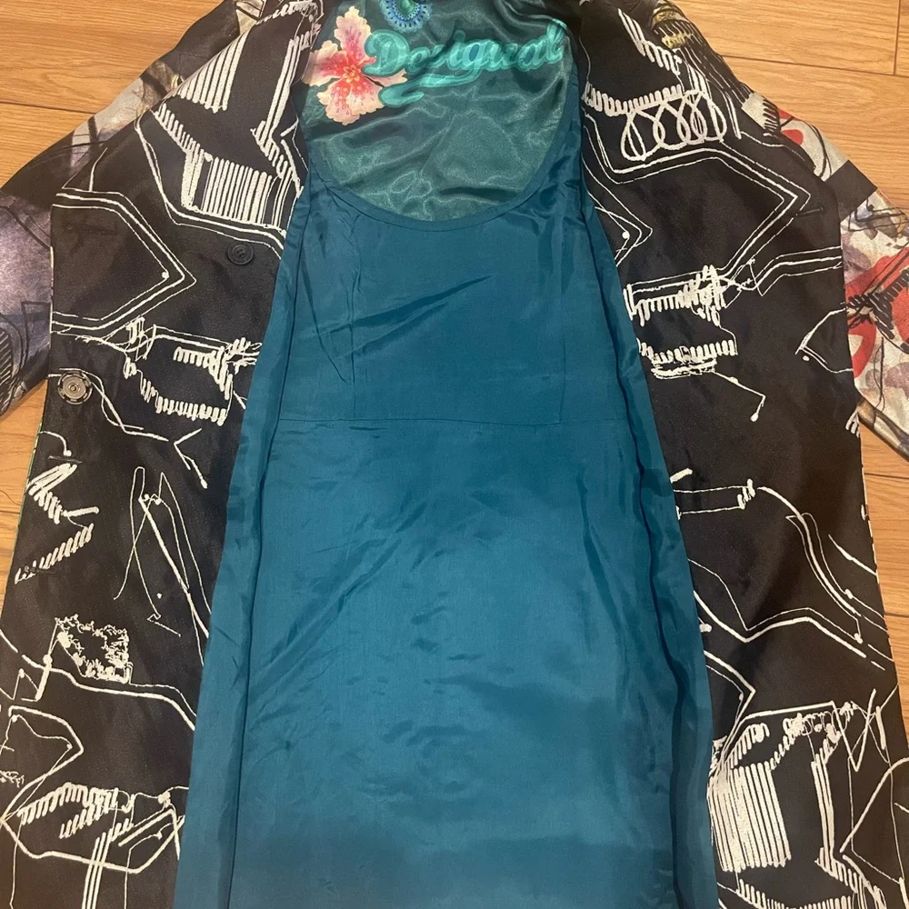 NEW 🦋Desigual Floral Embroidered Jacket 40 (m-large) trench coat multicolor - Picture 10 of 12
